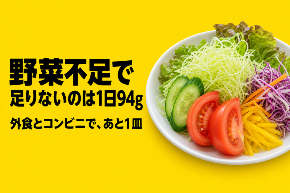 野菜不足で足りないのは1日94g　外食とコンビニであと1皿