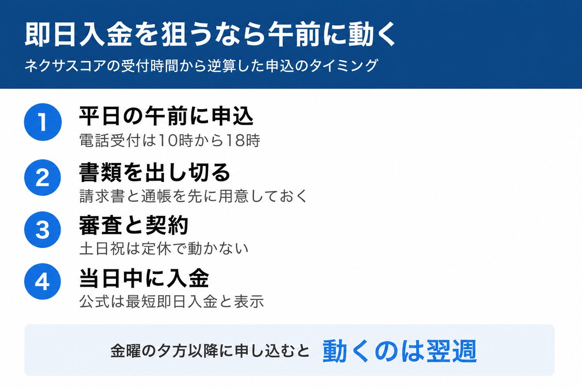 ネクサスコアの申込から入金までの流れ